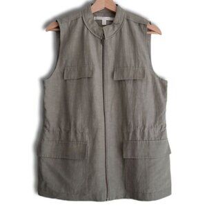 NORDSTROM COLLECTION / Full-Zip Vest Sage Green Utility Style Sz M
